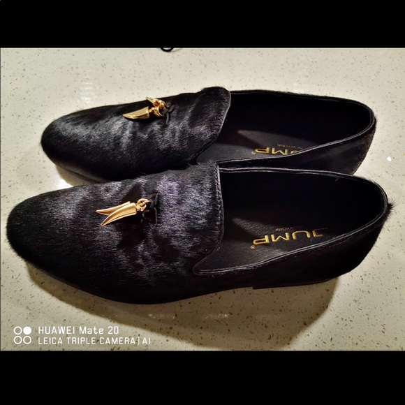 NEW Men’s black fur loafer - Picture 2 of 5